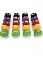 Halloween Box of 20 macarons in rows of black, purple, red, orange and green